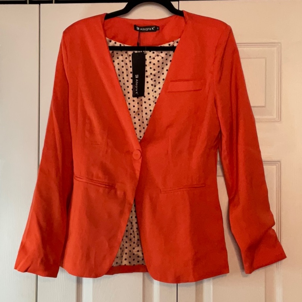 Allegra K Orange‎ Blazer Jacket Medium New
